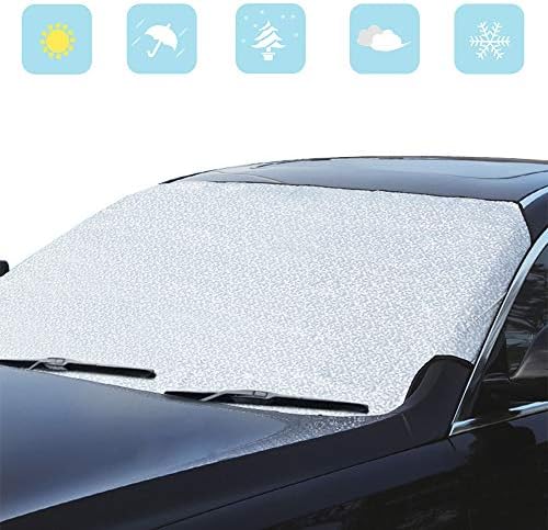 カーフロントカバー 凍結防止カバー フロントガラス雪対策 車用サンシェード 雪 氷 霜 日よけ 遮光 100cm 落葉対策 普通車 147cm 軽自動車 折り畳み Suv車に適用 簡単取付 4年保証