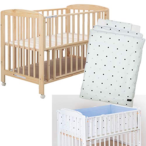 ナチュラル ハイタイプベッドsc ナチュラル ベビー布団7点セット サイドパッド スタイルドット B07jht2p3n ベビーベッド 史上最も激安