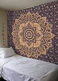Madhu International Mandala Gold Tapestries (Queen, Grey Gold)