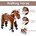 Qaba Kids Interactive Plush Mechanical Walking Ride On Horse Toy with Wheels, Brown