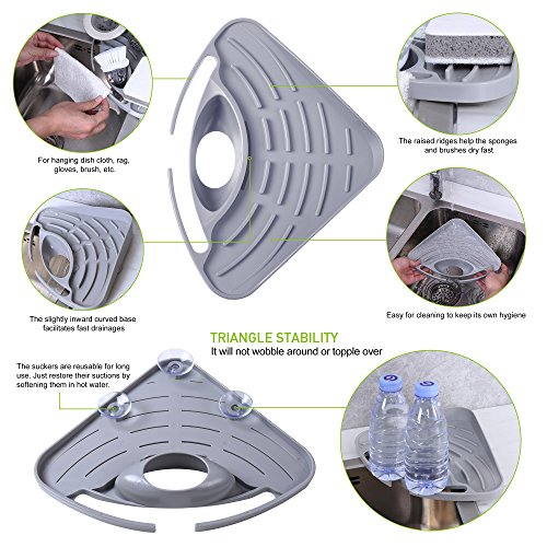 Kitchen sink caddy sponge holder scratcher holder cleaning brush holder sink organizer(Grey)