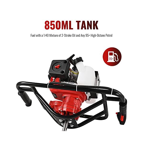 Orion Motor Tech Benzin Erdlochbohrer 52cc Erdbohrer mit 3 Bohrern 100 mm 150 mm 200 mm Erdbohrmaschine Pfahlbohrer für… – Bild 7
