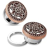 BodyJ4You Screw Fit Plugs Stainless Steel Tribal Lotus 4G-16mm (2 Pieces)
