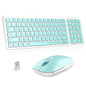 Wireless Keyboard Mouse Combo, cimetech Compact Full Size Wireless Keyboard and Mouse Set Less Noise Keys 2.4G Ultra…