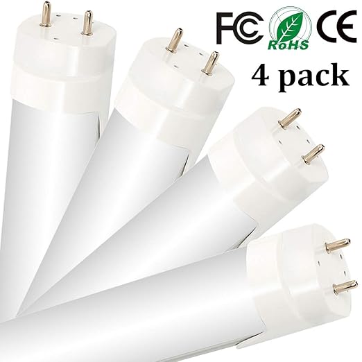 4pcs Led Shop Lights Fixture T8 4ft Tube Light Bright 1500lm Built