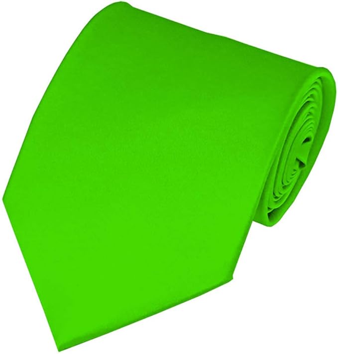 New Mens Solid Color Neon Green Necktie Neck Tie at Amazon Men’s