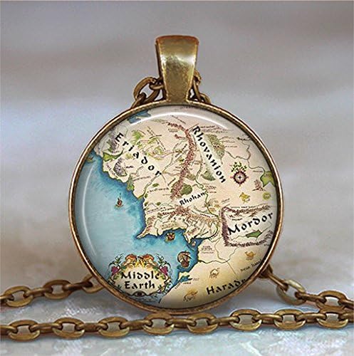 Middle Earth map pendant Lord of the Rings jewelry, LOTR necklace, Middle Earth pendant, Middle Earth necklace, keychain key chain