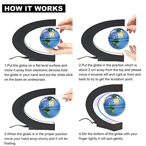 image for Floating Globe, Gopush Multi-Color Changing C Shape Magnetic Levitatio