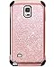 BENTOBEN Note 4 Case, Galaxy Note 4 Case, 2 in 1 Glitter Bling Hybrid Slim Hard PC Cover Coat Sparkly Shiny Faux Leather Chrome Shockproof Protective Phone Case for Samsung Galaxy Note 4, Rose Gold
