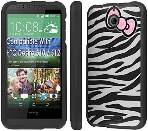 Htc Desire 510 / 512 Case, [NakedShield] [Black] Total Armor Protection Case - [Silver Zebra Ribbon] for Htc Desire 510 / 512