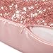 Kevin Textile Sequins Decorative Cushion Cover Glitzy Sequin & Comfy Satin Solid Throw Pillow Cover 18 Inch Square Pillow Case, Hidden Zipper Design, (2 Cover Packs Pink)