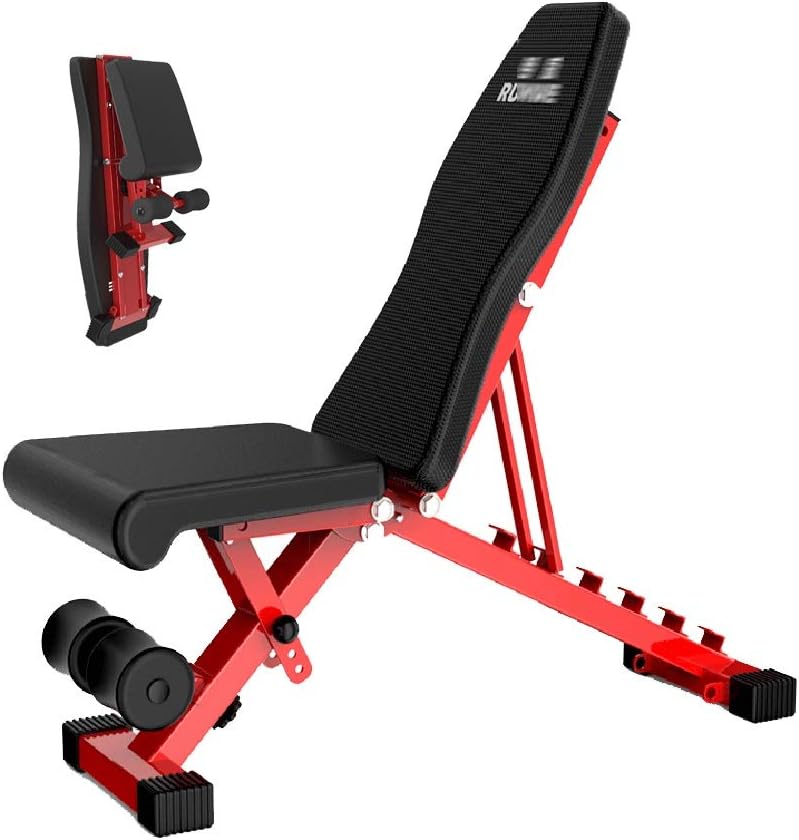 Adjustable Benches Folding Weight Bench Foldable Dumbbell Bench Sideboard Home Fitness Chair Load-bearing 100kg Gym Equipment Benches (Color : Red, Size : 32 * 42 * 106cm)