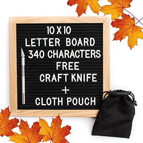 10"x10" Letter Board - 340 Characters With Free Craft Knife And Pouch Perfect for Home, Office, Business, Events and Social Media