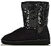 Black Sequin Faux Suede Fur Lining Comfort Ankle Boots Bling