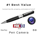 iSpyPen Plus 8GB Silver Mini Hidden Camera Spy Pen Gadget - SanDisk Micro SD Card + lithium battery + charger - Record in 1280px720p Executive Multifunction DVR Perfect Gift - by iSpyPens