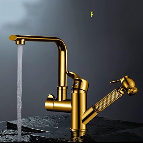 Kitchen faucet RXL Pull-out faucet Hot and cold water faucet Kitchen sink all bronze Telescopic Rotatable stainless steel Sink sink faucet (Size : F)