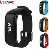 LEMFO P1 Fitness Tracker Heart Rate Blood Pressure Monitor Pedometer Waterproof Wristband (Black)