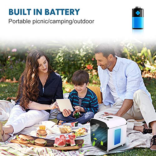 Onewell 2019 Portable Air Conditioner Fan,4 in1 Personal Mini Arctic Evaporative Air Cooler Desktop Cooling Fan with 7 Colors LED Backlight,Humidifier Zen Air Circulator Cooler for Home/Office/Bedroom