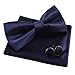 Mens Solid Formal Banded Pre-tied Bow Ties Set-Dark Navy