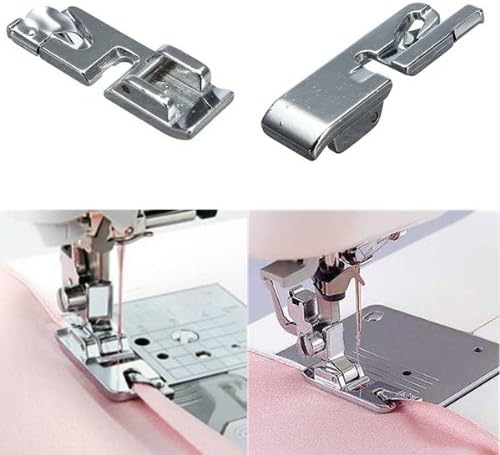 4 Pieces Rolled Hem Foot For Brother Janome Singer Silver Bernet