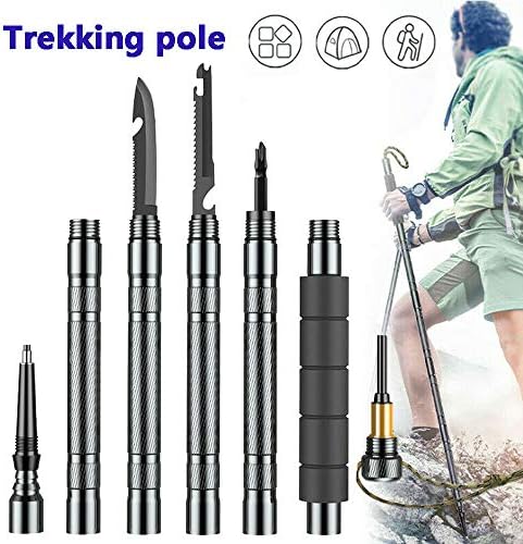 Watchwe Multi-Function Portable Practical Aluminum Alloy Foldable Self-defense Camping Screwdriver Walking Stick Mountaineering Sticks Trekking pole Outdoor Supplies