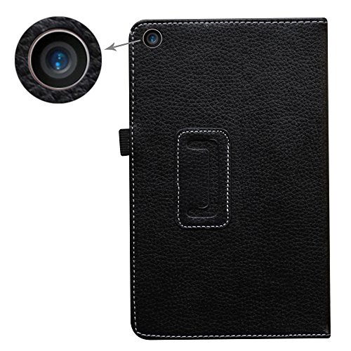 NuVision TM800W560L Case,Mama Mouth PU Leather Folio 2-folding Stand Cover for 8" 2016 Newest NuVision TM800W560L 8-inch Signature Edition Windows 10 Tablet,Black