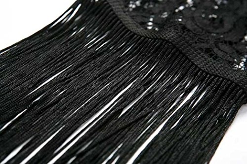 Gillberry Women Lace Hollow Floral Tassel Kimono Shawl Cardigan Blouse Coat Tops (S, Black)