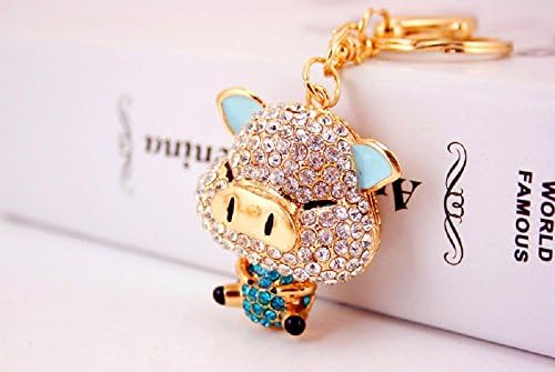 XmaSmile Fortune Pig Style Crystal Key Chain Ring Keyring Keychain Fob Holder Bag Handbag Hook
