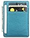 DEEZOMO RFID Blocking Genuine Leather Credit Card Holder Front Pocket Wallet With ID Card Window - Light Blue