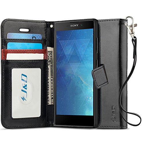 Xperia L2 Case, J&D [RFID Blocking Wallet] [Slim Fit] Heavy Duty Protective Shock Resistant Flip Cover Wallet Case for Sony Xperia L2 - [NOT Compatible With Sony Xperia L1] - Black