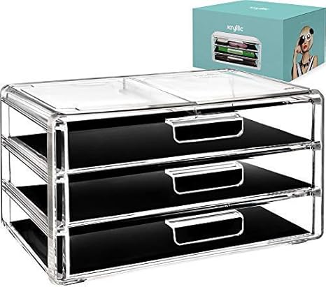 Acrylic Cosmetic Drawer Storage Organizers Clear Countertop 3