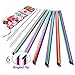 Set of 2 Stainless Steel Boba Straws with Cleaning Brush & Angled-Tip Straws with Carry Bag by Teivio, Wide Bubble Tea & Smoothie Straw with Silicone Tips, 12mm/0.5