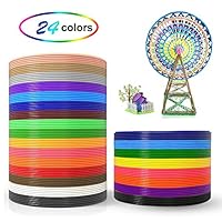 3D Pen Filament Refills, Yuntech 1.75mm PLA 3D Printer Filament Pack of 24 Different Colors, Total 384 Feet, and 3D Printing Pen Silicone Design Mat with Basic Template for 3D Drawing/Printing