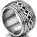 Flongo Men's Punk Rock Stainless Steel Cross Retro Style Sovereign Celtic Knot Band Ring, Size 11