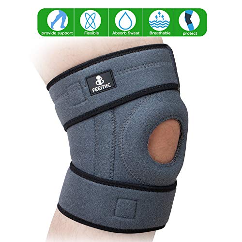 BSUEA Compression Knee Brace Support for Men & Women,Non-Slip Breathable Adjustable Open Patella Stabilizer Knee Brace Sleeve for Meniscus Tear, Arthritis, ACL, Running, Sports and Injury Recovery (B)