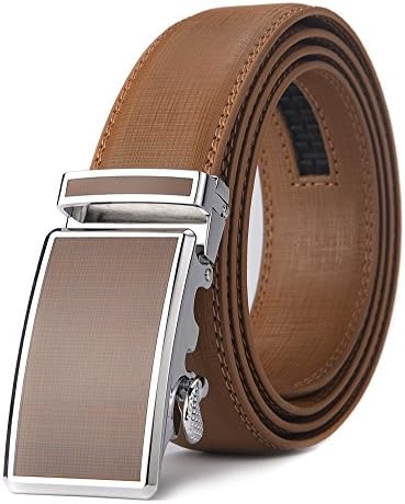 KMBEST Men's Leather Ratchet Dress Belts with Automatic Buckle Gift Box