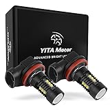 YITAMOTOR 2x Extremely Bright Chipsets 60W H11 LED Bulbs with Projector Fog Lights, 6000K Xenon White
