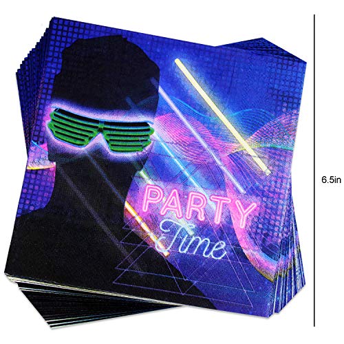 102 Piece Glow In The Dark Theme Party Supplies Set Including Banner, Plates, Cups, Napkins, and Tablecloth, Serves 25, (Does NOT actually glow in the dark) - Thumbnail 4
