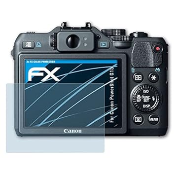 atFoliX Schutzfolie kompatibel mit Canon PowerShot G15 Folie, ultraklare FX Displayschutzfolie (3X)