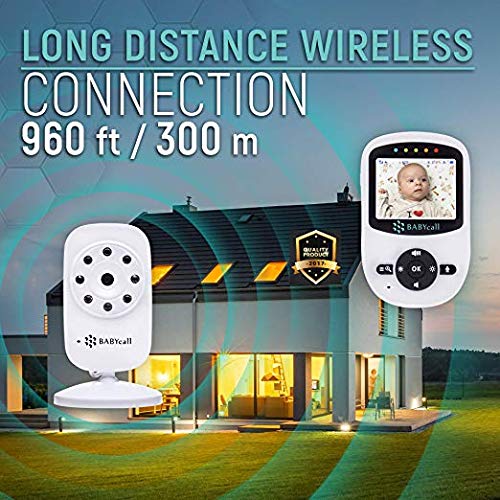 Video Baby Monitor with Camera - Upgrade 2019 Model of Monitoring System with Night Vision, Two Way Audio, Temperature detectors - Long Range Wireless Monitoring by BABYcall - Thumbnail 2