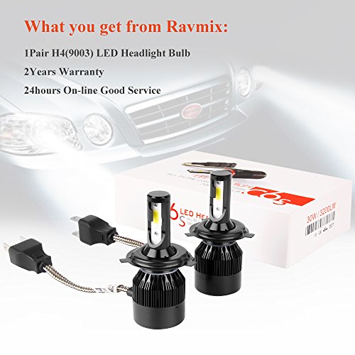 H4 LED Headlight Bulb - 6400 Lumen Extremely Bright 60w White 6500K Beam Bulbs Waterproof All-in-One Conversion Kit H4(9003) 2pcs with 2 Year Warranty by Ravmix - Thumbnail 7