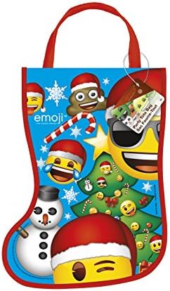 Emoji christmas Party Supplies - Plastic Emoji christmas Stocking Favor Bag