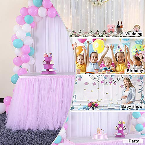 HBB Kids Handmade Tutu Tulle Table Skirt Cover for Girl Princess Birthday Party, Baby Shower, Slumber Party & Home Decoration-Beautiful, Eye Catching & Unforgettable Party Centerpiece, 1 yd, Pink - Thumbnail 7