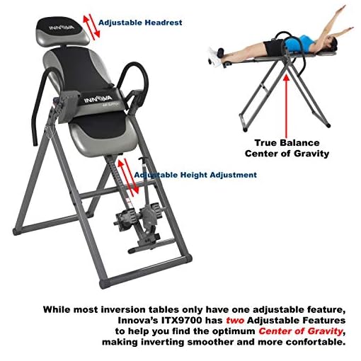 INNOVA HEALTH AND FITNESS ITX9900 Inversion Table with Air Lumbar Support, Black/Gray - Image 4