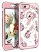 LONTECT for iPhone 8 Plus Case, iPhone 7 Plus Case Floral 3 in 1 Heavy Duty Hybrid Sturdy High Impact Shockproof Protective Cover Case for Apple iPhone 8 Plus/iPhone 7 Plus,Pineapple/Rose Gold