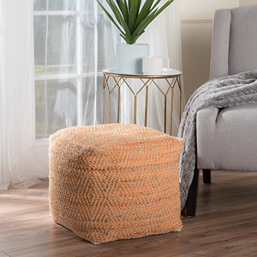 Bella Orange Fabric Pouf