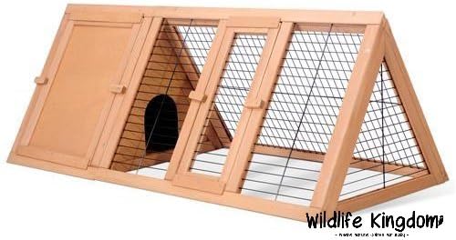 Wildlife Kingdom 0501 Wooden Rabbit Guinea Pig Hutch 4FT Wood Pet Ferret Coop Outdoor House Apex Triangular Run