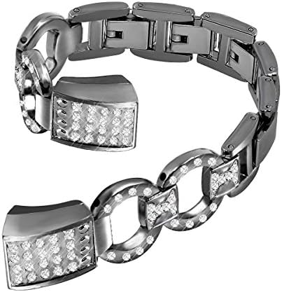 Newest Premium Replacement Accessory Metal Watch Bands Bracelet Strap for Fitbit Alta HR and Alta(No Tracker) (Style I: Black)