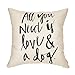 Fjfz All You Need is Love and a Dog Lover Quote Cotton Linen Home Decorative Throw Pillow Case Cushion Cover for Sofa Couch, 18