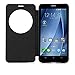 FanTEK ASUS ZenFone 2 ZE550ML ZE551ML 5.5-Inch Case - PU Leather Rounded Window Hard Back Shell Auto Sleep Wake Smart Cover (Black)